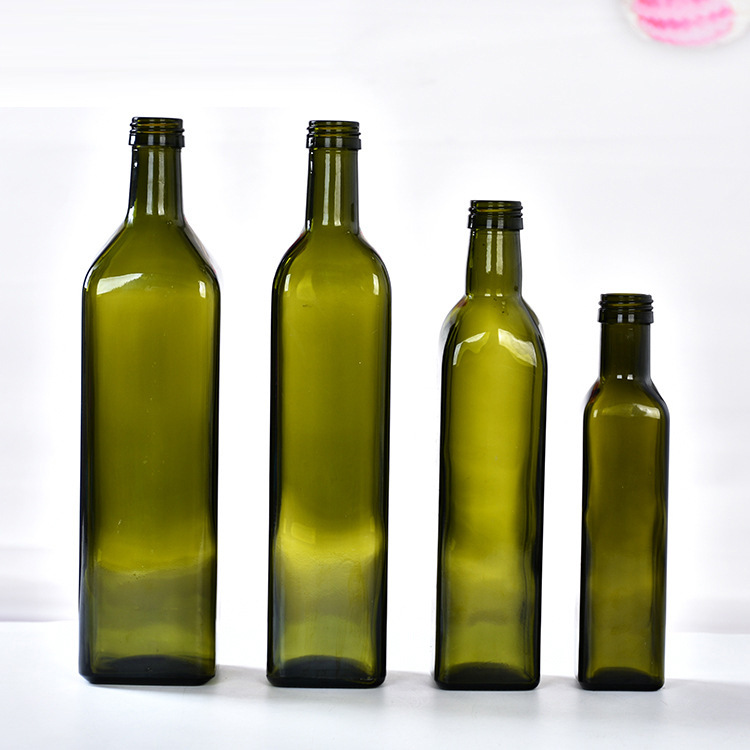 墨绿色方形圆形橄榄油瓶